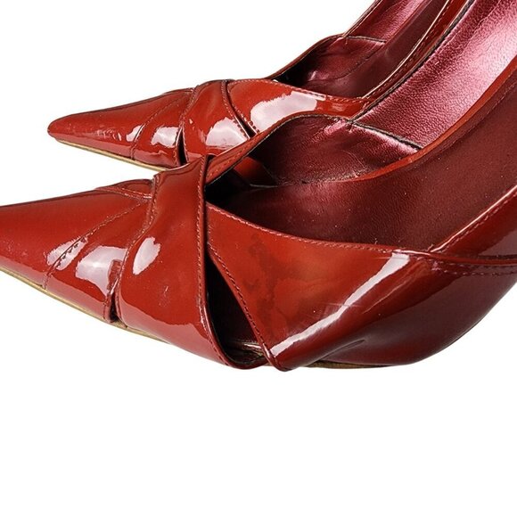 Aldo Sexy Y2K Red Patent Leather Stiletto Pointed Toe Cutout Pumps Size 9 - Picture 5 of 13